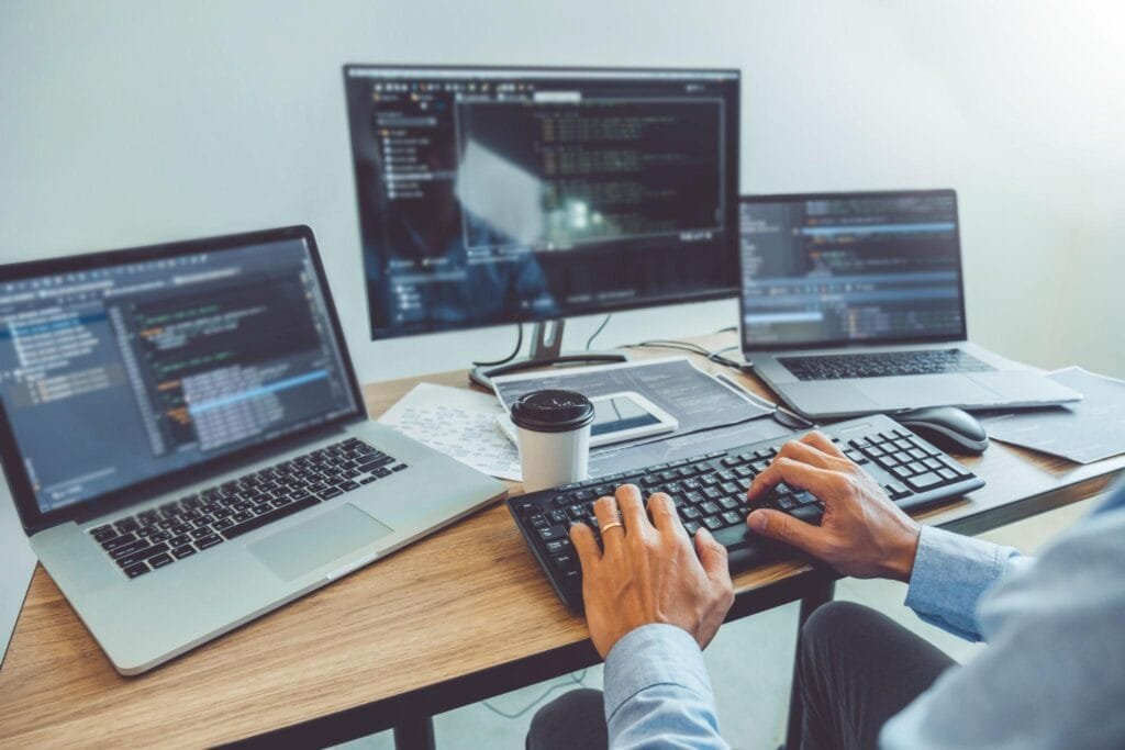 An image with a person who is using a laptop for data science